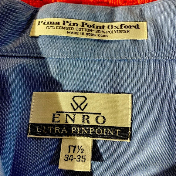 Men’s Enro ultra pinpoint Button Down Dress shirt 17.5 34/35 - Picture 3 of 3